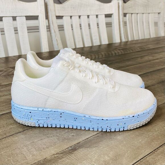 Nike Air Force 1 Crater Flyknit White Blue Shoes Sneakers Women's Size 10 - Picture 3 of 6